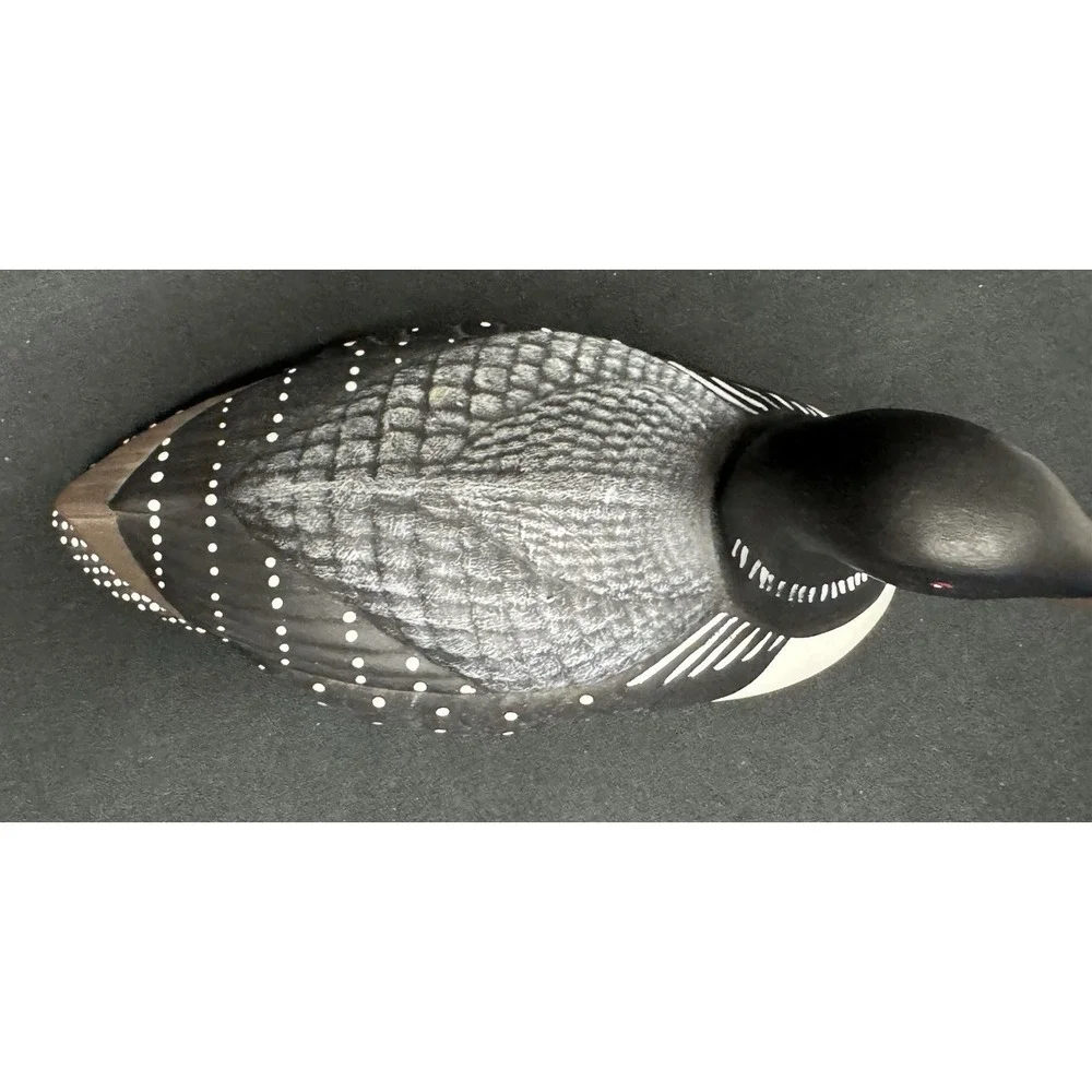 Hand Painted Ceramic Duck Figurine Black & White & Grey 9